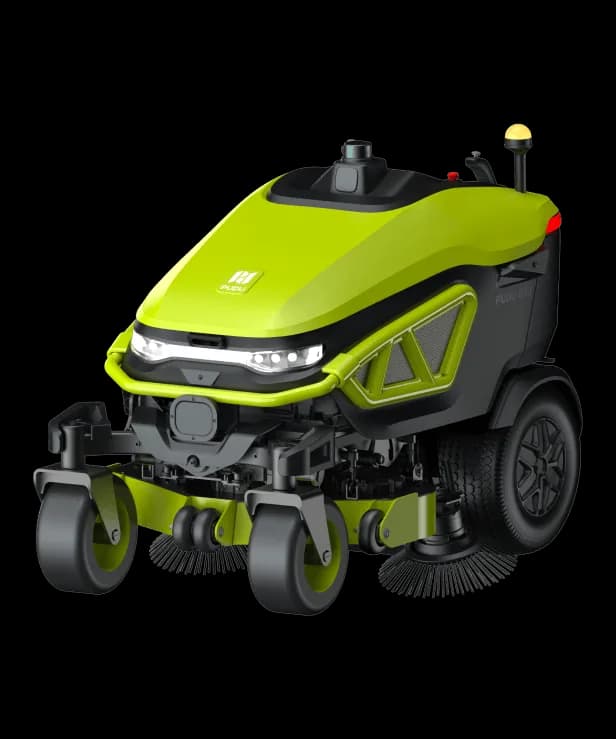 GT3 robotic mower with its collector and rotary deck
